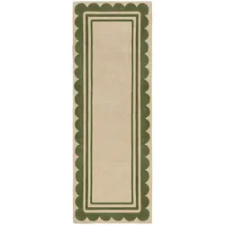 KADIMA DESIGN Wollteppich Handgetuftet mit elegantem Jakobsmuschel-Design | Langlebig & Komfortabel | 80x230cm