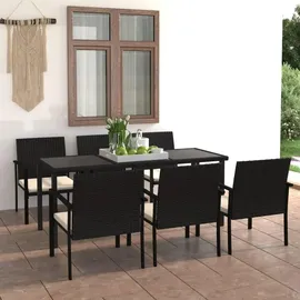 vidaXL Garten-Essgruppe 7-tlg. Schwarz