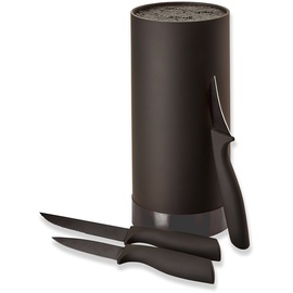 ECHTWERK Messerblock mit Borsteneinsatz |Küchenmesser Set 4tlg Schwarz