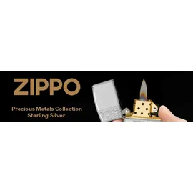 Zippo Sturmfeuerzeug High Polish Sterling Silver with Slashes, Benzinfeuerzeug
