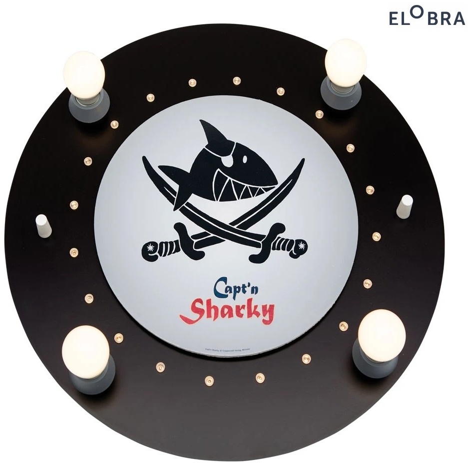 Elobra LED Deckenleuchte CAPT'N SHARKY MIT SÄBELN, 4x E14, 20 LEDs, schwarz ELO-130056