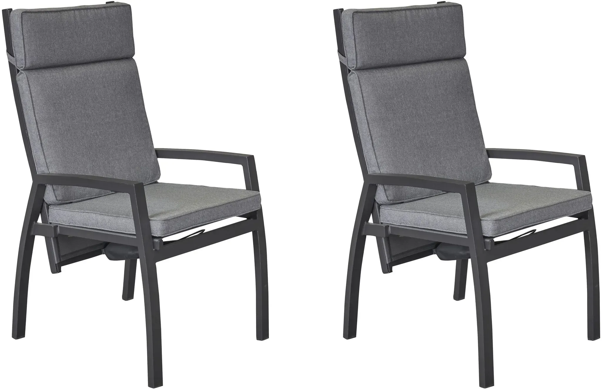 LC Garden »Sondrino« 2er Set Gartenstühle anthrazit Textilen Positionsstühle Verstellsessel