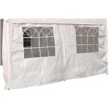DEGAMO Seitenplane für Zelt 3x4 Meter, Pe Weiss mit Fenstern
