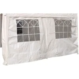 DEGAMO Seitenplane für Zelt 3x4 Meter, Pe Weiss mit Fenstern