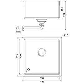 Naber Einbauspüle Corno Piu Schrankbreite 50 cm PFU3 Edelstahl 1013123