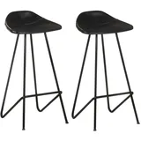 vidaXL Barhocker 2 Stk. Schwarz Echtleder