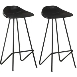 vidaXL Barhocker 2 Stk. Schwarz Echtleder