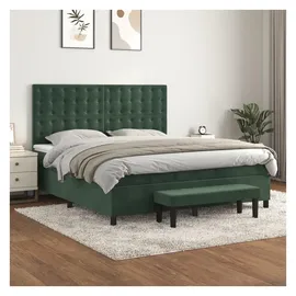 vidaXL Boxspringbett 180 x 200 cm Dunkelgrün