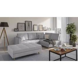 s-style möbel Hocker Grau Textil, Birke, 1-Sitzer, Füllung: Silikon,Komfortschaum, Rechteckig, 118x40x73 cm, Oeko-Tex®, Hergestellt in Europa, Wohnzimmer, Hocker Sitzhocker