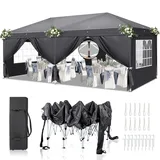 Leadzm Faltpavillon 3 x 6 m inkl. 3 Seitenteile Anthrazit