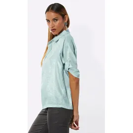 CREATION L Satinbluse kalkmint-silberfarben 40