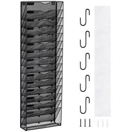Vevor Wand Zeitungshalter 1 Stk. Prospekthalter mit 16 Fächern, wandmontierter Organizer Zeitungsständer aus Metall, Magazinhalter für Zeitschriften Papier und Dokumente Aktenablage für Büro