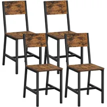 VASAGLE Esszimmerstuhl Holz/Metall vintagebraun/tintenschwarz 4er Set