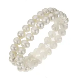 Zeeme Pearls Armband Süßwasserzuchtperlen weiß 8mm zweireihig