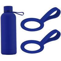 Matedepreso 2 Stück Silikon-Wasserflaschenschnalle, Flaschenträger, sicherer Flaschenhalter mit Karabiner-Gürtelclip, tragbare, bunte Wasserflasche, für Wandern, Camping, Reisen, Bergsteiger (blau)