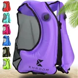 Khroom aufblasbare Schwimmweste Erwachsene nach neuester EU-Norm | 150-210 cm Körpergröße, bis 100 kg | Auftriebsweste Schnorchelweste ab Jugendliche | Schnorcheln, Kajakfahren und SUP (V2 Lila)