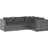 vidaXL 4-tlg. Garten-Lounge-Set mit Kissen Poly Rattan Grau