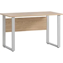 Schreibtisch SCHILDMEYER "Antero", braun (eiche hellfarben, silberfarben, eiche hellfarben), B:120,0cm H:73,9cm T:65,0cm, Tische, Breite 120 cm, stabiles Metallgestell