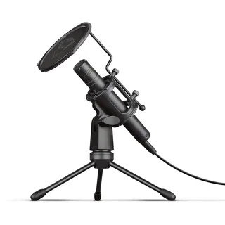 Trust Gaming GXT 241 Velica PC Mikrofon für Streaming mit Dreibeinstativ und Popfilter, Nierencharakteristik, USB Mikrofon für Podcast, Stream, ASMR, YouTube, Aufnahmen, Computer, Laptop – Schwarz