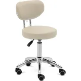 Physa Bürostuhl, Rollhocker mit Rückenlehne Friseurhocker Kosmetikhocker 71 - 83 cm Dunkelbeige