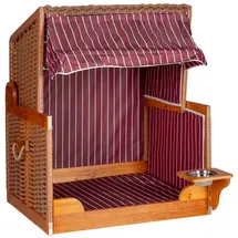 Mr. Deko Hundestrandkorb Wacholder PE Beige Dessin rot gestreift