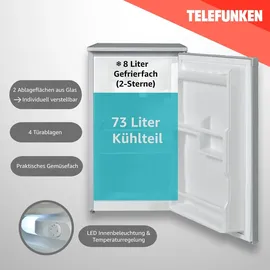 Telefunken CF-32-152-S Kühlschrank (82 l, 838 mm hoch, Silber)