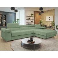 Mirjan24 Ecksofa Torezio Mini Cord mit Bettkasten und Schlaffunktion Einstellbare Kopfstützen, 280x170x70-90 cm (Farbe: Poso 47,