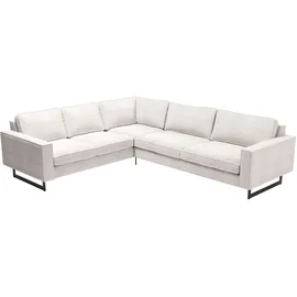 PLACES OF STYLE Ecksofa »Pinto, XXL, 250/290 cm, langer Schenkel, Ottomane«, Cord, Chenille, Lederoptik, mit Keder, Metallfüße, Wellenunterfederung