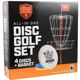 Epson Discmania DM0021 All in one disc Golf Set Discgolf Ziel, Metall, rote Scheiben: rosa, blau, gelb, weiß, 65 x 65 x 21