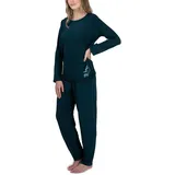 Moonline Frottee-Schlafanzug für Damen mit Motivdruck, Farbe:grün, Größe:3XL - 3XL