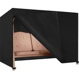 Dokon Hollywoodschaukel Abdeckung 4 Sitzer Schwarz 600D Oxford Wasserdicht Winterfest UV-beständig - Schwarz