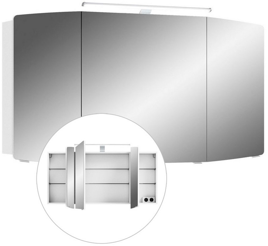 Lomadox Spiegelschrank CERVIA-66 Badezimmer 120cm inkl. LED-Beleuchtung, in weiß, B/H/T: 120/67/17 cm weiß