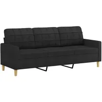 vidaXL 3-Sitzer-Sofa Schwarz 180 cm Stoff
