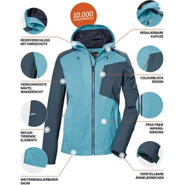 KILLTEC Damen Funktionsjacke wasserdicht/Outdoorjacke mit Kapuze KOS 83 WMN JCKT, bali blau, 36, 42735-000