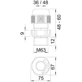 OBO Bettermann Vertr Verschraubung Vollmetrisch V-TEC VM63 LGR