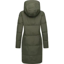 Ragwear Damen Wintermantel Steppmantel in Wolloptik mit Kapuze und hohem Kragen Jumana YOUMODO Dark Olive Gr. S - S