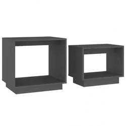 Satztische 2 Stk.Massivholz Kiefer| vidaXL : Farbe - Grau