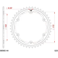 AFAM Standard Stahl Kettenrad 86900 - 525