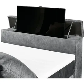 Set One by Musterring Boxspringbett "Richmond", grau (anthrazit), B:203cm L:243cm, SET ONE BY MUSTERRING, Komplettbetten, Boxspringbett, versenkbarer TV- Halterung mit Fernbedienung