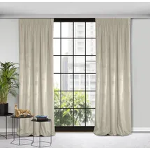 Eurofirany Design91 Vorhang Samtvorhänge 140x270 cm 135x300 cm (1 St), Kräuselband, blickdicht, Samt, Wohnzimmer Tunnelzug beige 135 cm x 300 cm