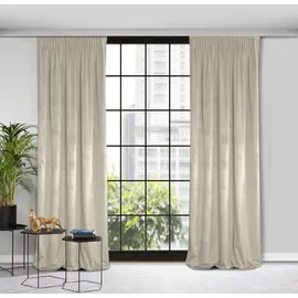 Eurofirany Design91 Vorhang Samtvorhänge 140x270 cm 135x300 cm (1 St), Kräuselband, blickdicht, Samt, Wohnzimmer Tunnelzug beige 135 cm x 300 cm