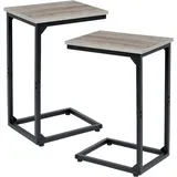 luxuskollektion Beistelltische Set C-Form Holz Metall Grau offenbar verstellbar
