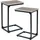 luxuskollektion Beistelltische Set C-Form Holz Metall Grau offenbar verstellbar