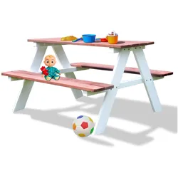 Coemo Picknicktisch Holz Kindersitzgruppe Weiß / Teak