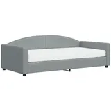 vidaXL Bett Tagesbett mit Matratze Hellgrau 100x200 cm Stoff grau 200 cm x 100 cm