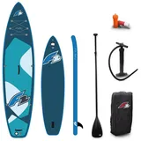 F2 SUP-Board F2 Set Stand Up Paddle Board Pure Oceangreen 10,6 + Basic Zubehör Set blau