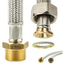 tecuro Edelstahl Verlängerungsschlauch 1,50 m x 3/4 Zoll DN 13 weiß