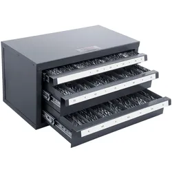 VEVOR Bohrer-Spender-Schrank, Bohrer-Organizer mit drei Schubladen für 1 mm bis 13 mm, Bohrer-Spender-Organizer aus Stahl mit Etiketten, Stapelbarer Bohrer-Spender zur Bohrer-Aufbewahrung