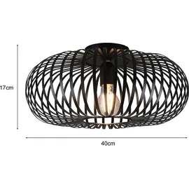 Trio led Deckenleuchte Gitter Lampenschirm Metall Schwarz Ø 40cm