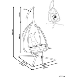 Beliani Hängesessel mit Gestell Avegno Stoff Dunkelgrau